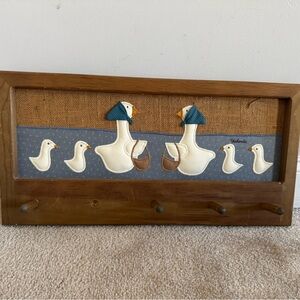 Vintage Charming Goose Family Wall Hooks - Brown and White